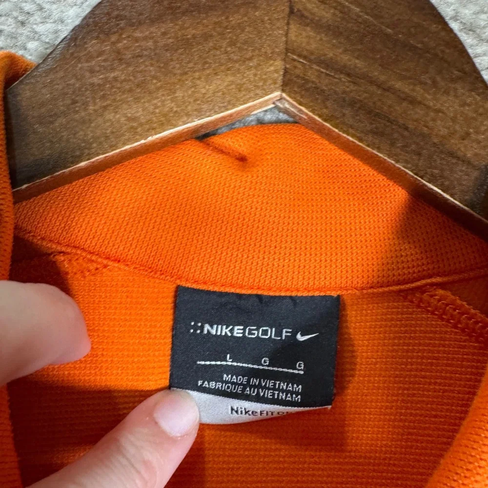 Nike‎ Golf Polo Shirt Mens Large Orange Short Sleeve Nike FIT DRY Swoosh Logo